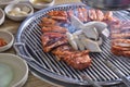 Korean BBQ mushroom chicken slice barbecue Royalty Free Stock Photo