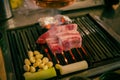 Korean BBQ pork and garlic roast on the stove Royalty Free Stock Photo