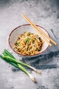 Korean bean sprout salad - spicy mung bean sprouts salad with garlic, sesame seeds, green onions and soy sauce Royalty Free Stock Photo