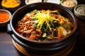 korean bibimbap in a traditional stone bowl