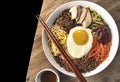 Korean bibimbop with egg on top Royalty Free Stock Photo