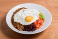 Korean bibimbop with egg on top Royalty Free Stock Photo
