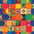 A Korean bojagi wrapping cloth pattern with patchwork squares in bright festive colors Royalty Free Stock Photo