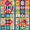 A Korean bojagi wrapping cloth pattern with patchwork squares in bright festive colors Royalty Free Stock Photo