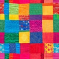 A Korean bojagi wrapping cloth pattern with patchwork squares in bright festive colors Royalty Free Stock Photo