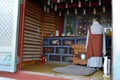 A Korean-Buddhist monk practising worship in one room. Pic was t