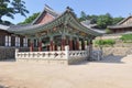 Bell Pavilion containing gong, bell and drum at Haeinsa Temple, Mount Gaya, Gayasan National Park, South Korea Royalty Free Stock Photo