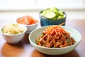 korean bulgogi with kimchi and lettuce wraps