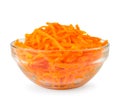 Korean carrot in a glass plate close-up on a white. Isolated.