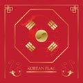 Korean or Chinese red style, Text label in Korean cultivated. Symbol for Korean cosmetics, Chinese medicine, food products, tea
