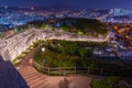 Korean cityscape at night at Naksan Park with Ancient Walls in Seoul, South Korea Royalty Free Stock Photo