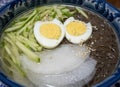 Korean cold noodles soup mul naengmyeon