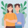 korean couple with leafs