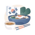 Korean cuisine abstract concept vector illustration.