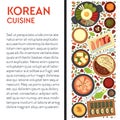 Korean cuisine banner template with traditional dishes icons and text Royalty Free Stock Photo