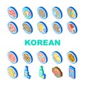 korean cuisine food meal icons set vector Royalty Free Stock Photo