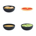 Korean cuisine icons set cartoon vector. Classic spicy korean food Royalty Free Stock Photo