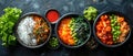 Korean Cuisine: Kimchi Rice and a Variety of Healthy Dishes Reflecting Culinary Heritage. Concept