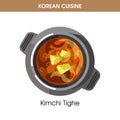 Korean cuisine Kimchi tighe soup traditional dish food vector icon restaurant menu