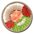 Korean cuisine plate. Bossam dish top view