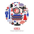 Korean customs and landmarks in one circle. Royalty Free Stock Photo