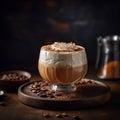 Korean Dalgona Coffee: Fluffy Whipped Coffee with Toppings in a Coffee Shop Environment Â· AI Generated Royalty Free Stock Photo
