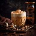 Korean Dalgona Coffee: Fluffy Whipped Coffee with Toppings in a Coffee Shop Environment Â· AI Generated Royalty Free Stock Photo