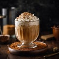 Korean Dalgona Coffee: Fluffy Whipped Coffee with Toppings in a Coffee Shop Environment Â· AI Generated Royalty Free Stock Photo