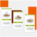 Korean dishes onboarding mobile app page screens