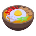 Korean egg fried icon isometric vector. Chinese food