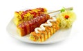Korean Egg Rolled Omelette in Skewers Style Royalty Free Stock Photo