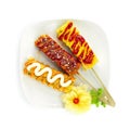Korean Egg Rolled Omelette in Skewers Style Royalty Free Stock Photo