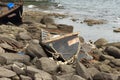 Korean fishing boats washed ashore at Tobizin Cape, Vlaivostok