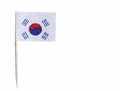 Korean flag in toothpick against white background