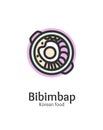 Korean Food Bibimbap Sign Thin Line Icon Emblem Concept. Vector Royalty Free Stock Photo