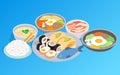 Korean food clip art, isometric style Royalty Free Stock Photo