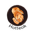 Korean food. Hotteok, Korean pancakes. Illustration for restaurant menu. Top view. Vector illustration.