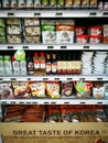 Korean food section in gourmet supermarket