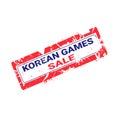 Korean Games Sale Grunge Sticker Isolated Template Stamp On White Background With South Korea Flag