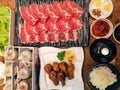 Korean grilled pork tenderlion with rice and side dishes Royalty Free Stock Photo