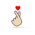 Korean heart hand gesture symbol vector icon.