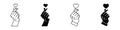korean heart icons versions set in black flat and line style Royalty Free Stock Photo