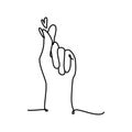 Korean heart love sign line art. Finger love icon. I love you cute hand gesture Vector illustration. Trendy design