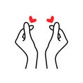 Korean heart sign. Finger love symbol. Happy Valentines Day. I love you hand gesture. Vector illustration Royalty Free Stock Photo