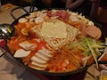 Korean hotpot budae jijae with melted cheese