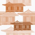 Korean House Vector Illustration Seamless Pattern Royalty Free Stock Photo