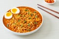 Korean instant noodles with egg