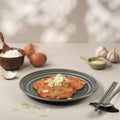 Korean Kimchi Pancake or Kimchijeon  Fried Mixed Egg, Kimchi, and Flour Royalty Free Stock Photo