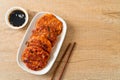 Korean Kimchi pancake or Kimchijeon - Fried Mixed Egg, Kimchi, and Flour Royalty Free Stock Photo