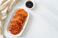 Korean Kimchi pancake or Kimchijeon - Fried Mixed Egg, Kimchi, and Flour Royalty Free Stock Photo